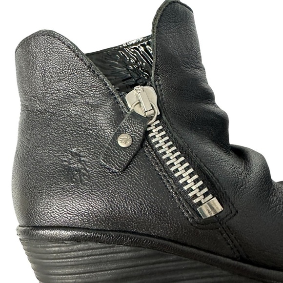 FLY London Leather Wedge Ankle Boots - Yoxi, Black, EU 36, US size 5.5 - Picture 7 of 11